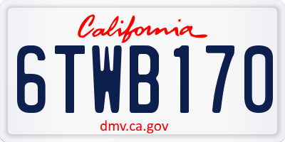CA license plate 6TWB170