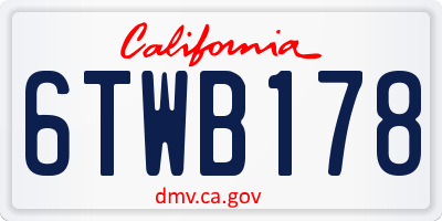 CA license plate 6TWB178
