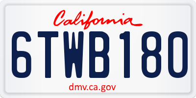 CA license plate 6TWB180