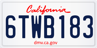 CA license plate 6TWB183