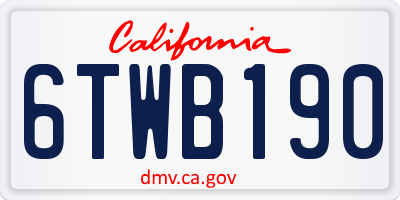 CA license plate 6TWB190