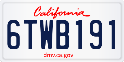 CA license plate 6TWB191