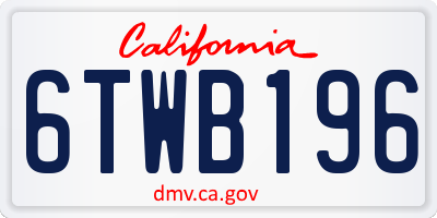 CA license plate 6TWB196