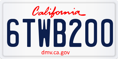 CA license plate 6TWB200