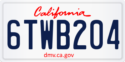 CA license plate 6TWB204