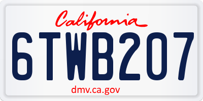 CA license plate 6TWB207