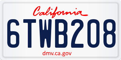 CA license plate 6TWB208