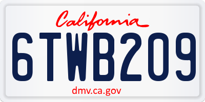 CA license plate 6TWB209