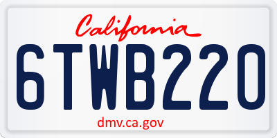 CA license plate 6TWB220