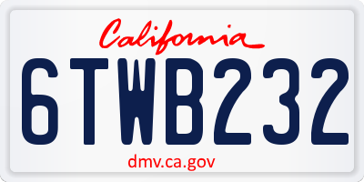CA license plate 6TWB232