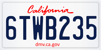 CA license plate 6TWB235