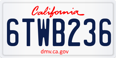 CA license plate 6TWB236