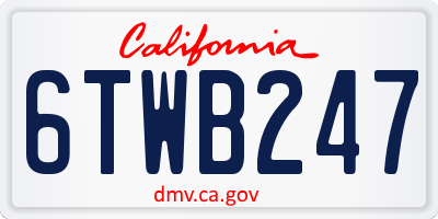 CA license plate 6TWB247