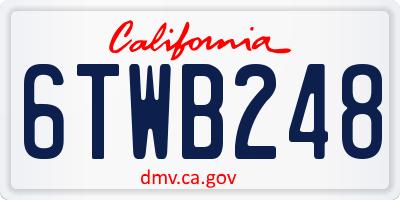 CA license plate 6TWB248