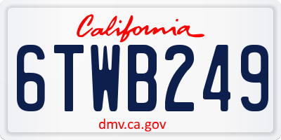 CA license plate 6TWB249