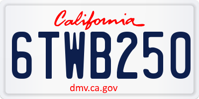 CA license plate 6TWB250