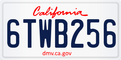 CA license plate 6TWB256