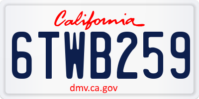 CA license plate 6TWB259