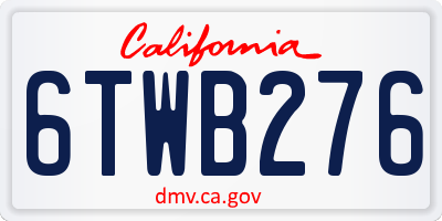 CA license plate 6TWB276