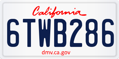CA license plate 6TWB286