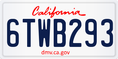 CA license plate 6TWB293