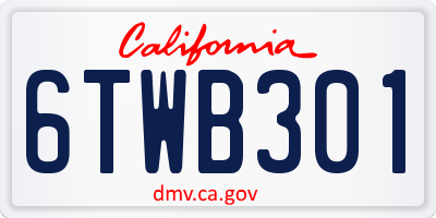 CA license plate 6TWB301