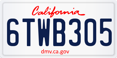 CA license plate 6TWB305