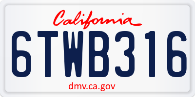 CA license plate 6TWB316