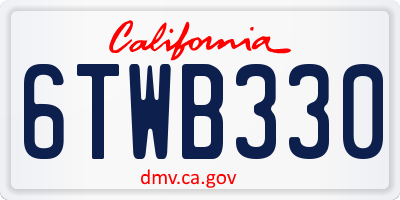 CA license plate 6TWB330
