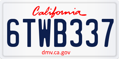 CA license plate 6TWB337