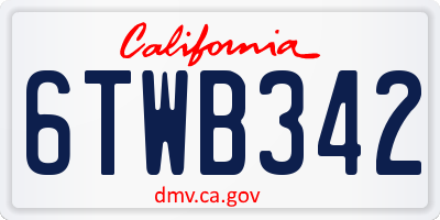 CA license plate 6TWB342