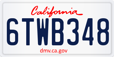 CA license plate 6TWB348