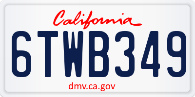 CA license plate 6TWB349