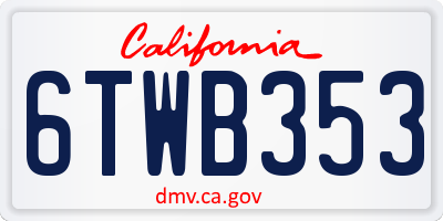 CA license plate 6TWB353