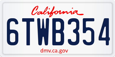 CA license plate 6TWB354