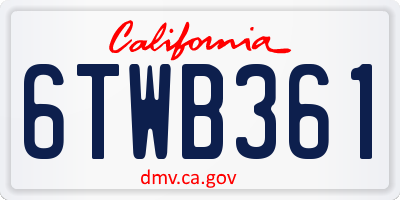 CA license plate 6TWB361