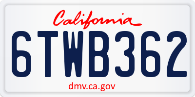 CA license plate 6TWB362