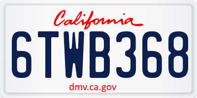 CA license plate 6TWB368