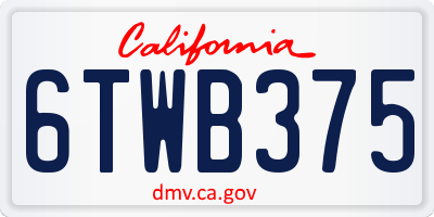CA license plate 6TWB375