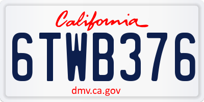 CA license plate 6TWB376