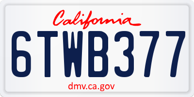CA license plate 6TWB377