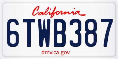 CA license plate 6TWB387