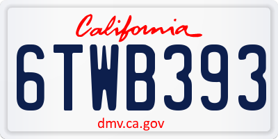 CA license plate 6TWB393