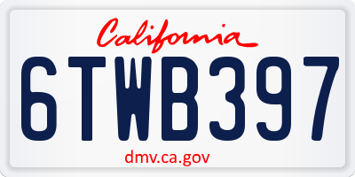 CA license plate 6TWB397