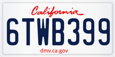 CA license plate 6TWB399