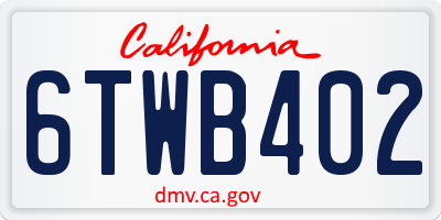 CA license plate 6TWB402