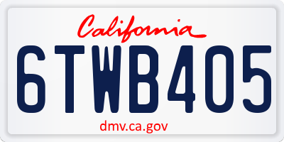CA license plate 6TWB405