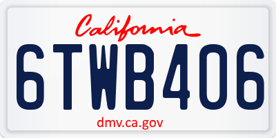 CA license plate 6TWB406