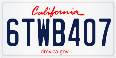 CA license plate 6TWB407