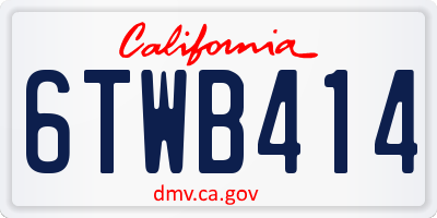 CA license plate 6TWB414